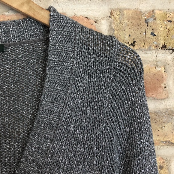 J. Crew Sparkly Metallic Silver Chunky V-Neck Cardigan - Picture 4 of 8